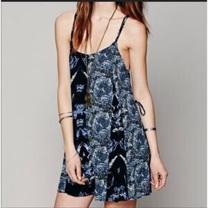 Free People Isabella Floral Romper Blue Boho Chic Size Large